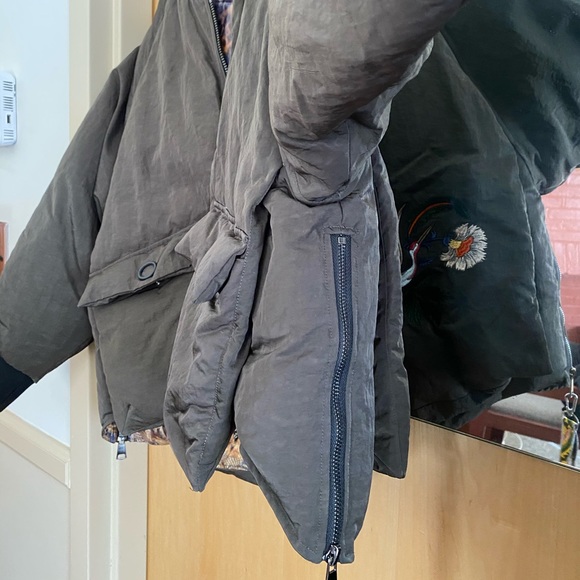 Olive Green Quilted Bomber Jacket | Women Size S - Picture 9 of 12